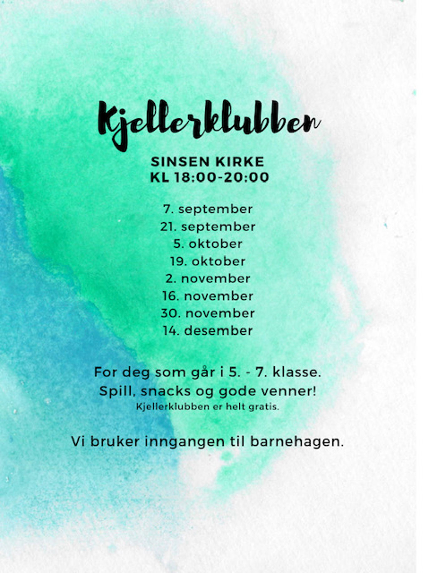 Kjellerklubben åpner mandag 7. september